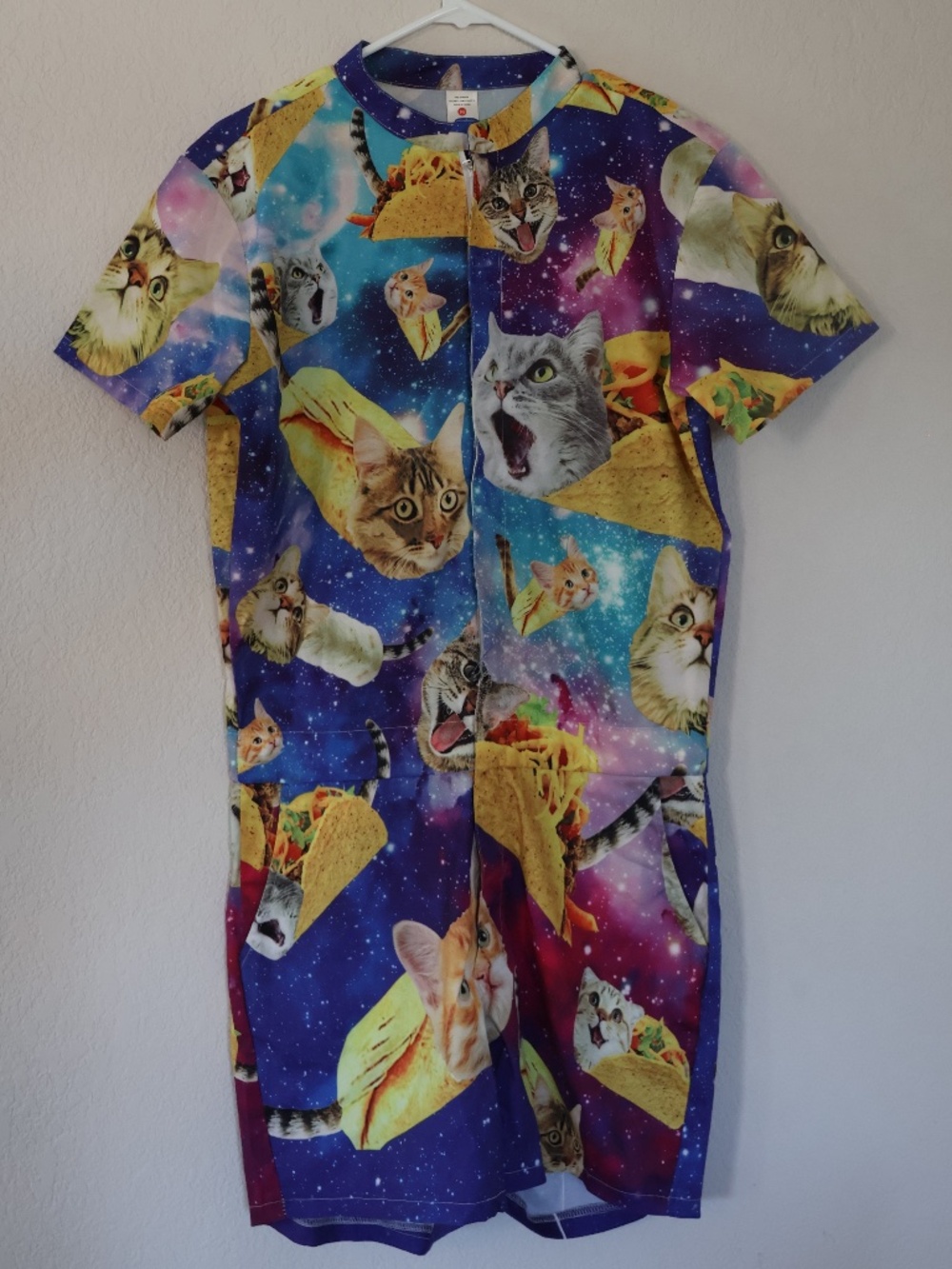 Funny cat taco print onesie one piece short jumper
